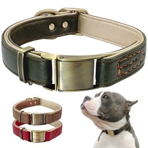 Dog Collar Genuine Leather Pet For Durable Adjustable s s Small Medium s Green Red Brown Y200515