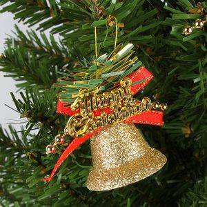6 Stück Weihnachtsbaum-Dekoration, Schleife, Glocken-Anhänger, Neujahrsgeschenk, Party, Zuhause, Atmosphäre, Requisiten, Arrangement-Anhänger
