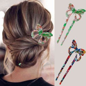 Мода клип женщины красочные бабочки формируют штырь девушок аксессуары клипы волос палочки голову новые AA220323