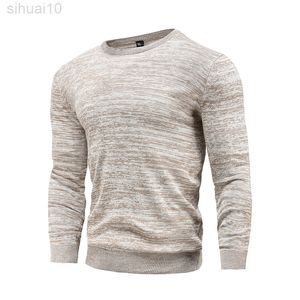 Nowy bawełniany sweter O-Neck Sweter Modna moda Solid Kolor Wysokiej jakości zima Slim Sweters Men Sweters L220801