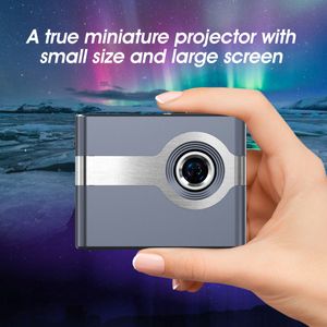 C50 Mini DLP projetor vídeo portátil home cinema embutido 2500mAh bateria 3w alto-falante ao ar livre Beamer suporta o trabalho Dolby USB com caixa de tv fofo de fogo