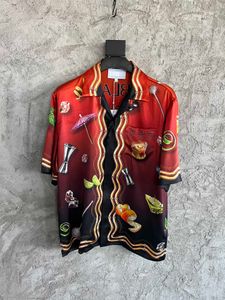 2022 Sommar den senaste designern Casual Shirt ~ US-storlek Högkvalitativ silke Material Vacker tryckdesign Mens Luxury Short-Sleeved Shirt