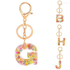 Keychains Women English Alphabet Keychain Resin Epoxy Pendant Gold Foil Acrylic Key Holder Female Bag Car Ring Jewelry Accessories Miri22