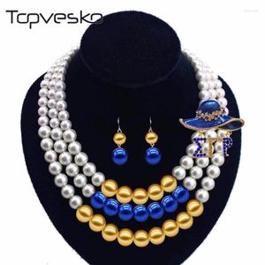 Chokers Three Layers Pearl Beads Women Necklace SET Sigma Gamma Rho SGR Bule Beaded JewerlyChokers Elle22