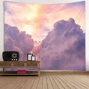 Natural Forest Waterfall Cloud Tapestry Bohemian Garden Decoration Wall Art Stickers Mural J220804