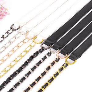 Bag Parts & Accessories DIY Black White PU Leather Purse Handle 100/120cm Replacement Metal Gold Silver Chain Shoulder Crossbody Straps 2022