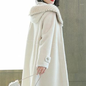Futro dla kobiet sztuczne prawdziwe płaszcz Kobiet Sheep Sheep Winter Slim Women Clothing Abrigos Majer Invierno 2022 8117 YY606