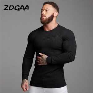 Herr t-shirts män Autumn Winter Sports Men's Clothing fitness Casual Slim Long-Sleeved Solid Trendy All-Match Chicmen's