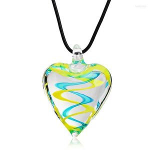 Pendant Necklaces Trendy Murano Inspired Glass Mix Spiral Heart Necklace Boho Handmade Color For Women Gifts Heal22