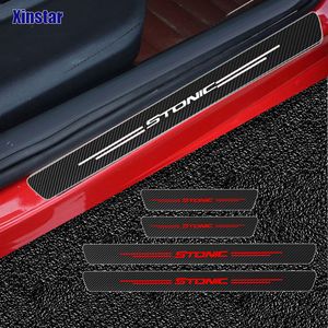 4PCS Carbon Fiber GT GTLine bil dörr sill klistermärken för KIA Stonic Auto Accessoarer