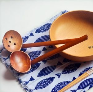 2 Style Zupa Woodenturtle Łyżka Colander Wood Owaśna w stylu Japońskim Ramen Drewniany Długi uchwyt JLA13159