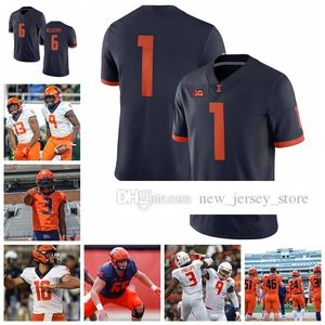 Maglie da calcio NCAA Custom Illinois Fighting College Illini Ed Jake Hansen Donny Navarro Matt Robinson Rashard Mendenhall Jersey