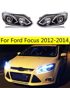 Faróis de automóvel para ford focus led farol 2012-2014 lâmpada dianteira do carro xenon lâmpada luzes de sinal de volta diurnas