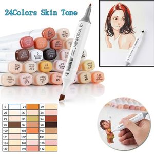 TOUCHTEN1224 Colors Marker Pens Blendable Skin Color Art s Brush for Manga Drawing Tone Y200709