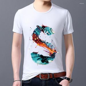 Мужские футболки персонализированные стройная футболка улица мужская случайная английская краска S буква
