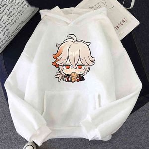 Felpa con cappuccio Genshin Impact Cute Graffiti Felpe con cappuccio Anime divertenti Kaedehara Kazuha Pullover Felpa da donna casual Top Abbigliamento Y220713