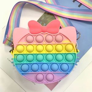 Cute Crossbody Bags Cartoon Silicone Bubble Decompression Muticolors Strawberry Pineapple Messenger Mobile Phone Bag