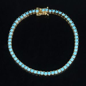 Модные бирюзовые браслеты для женщин и девочек, простой классический 3 мм синий камень, теннисный браслет с подвесками, модные ювелирные изделия