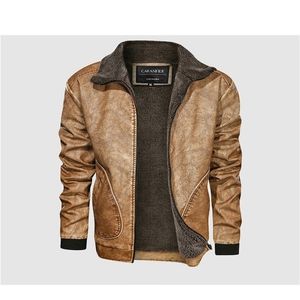 Jackets de couro masculino Motocicleta colar zíper bolsos masculinos Pu Caats Biker Faux Leather Moda de moda Tamanho Plus 201127