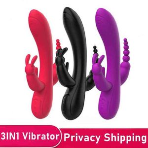 Vibrators nxy asengry-vibrador de conejo 3 en 1 para mujer agulador cltoris y vagina Вооруженная консоладор Juguetes sexties udestos tapn 0408