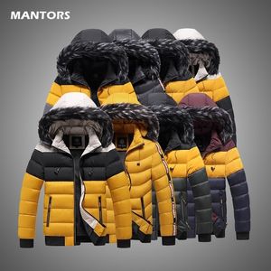 Jaqueta de inverno masculino colar de peles com capuz masculino parka jackets marca quente engrosse vento parkas macho casual retchwork jacket 5xl 201119