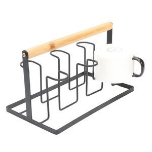 Portabicchieri drenante per acqua Portabicchieri per tazze da caffè Portabicchieri in vetro Portaoggetti innovativo Scaffale per tazze in ferro Supporto per mensole - Nero Bianco T200506