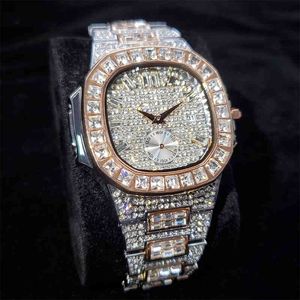Missfox Luxury Watch Men Diamond Water Ristant Watch for Man Rose Gold и Sier Stainls Steel Men's Quartz Watch