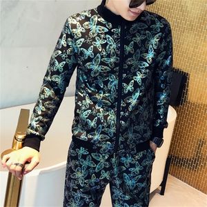 Autumn Man Sport 2 Piece Set Jacket Pants Tracksuit Men Moda Hombre Ropa De Hombre Hot Stamping Colorful Printed Mens Set LJ201125