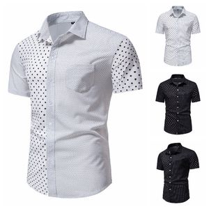 2022 Camicia abbottonata alla moda da uomo Manica corta Camicie casual abbottonate Camicie eleganti da lavoro stampate slim fit