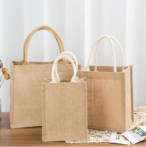 Tote Bags Burlap Jute Reusable Gift Bag with Handles for Bridesmaid Wedding Party Women Market Grocery Shopping Handbag