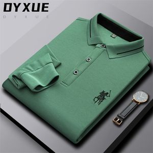 High End Fashion Brand Designer Cotton Polo Shirt Black Men Korean Casual Long Sleeve Lapel Golf Tops Men Clothes 220408