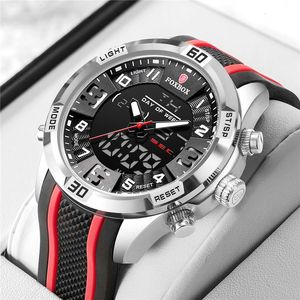 Mens Watches Men Silicone Strap 30m Waterproof Watch For Top Brand Dual Display Quartz Alarm Digital Clock
