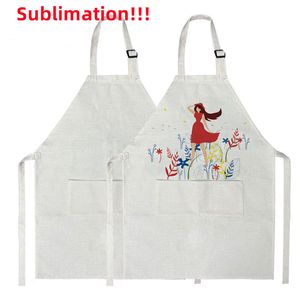 Sublimation Blank Apron DIY Blank Aprons with Pockets Cooking Kitchen Apron for Women Men Blank Bib Apron Drawing Crafting