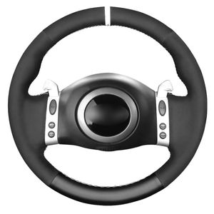 Крышка рулевого колеса Черная подлинная кожаная замшевая крышка автомобиля для мини-купе 2001-2006 кабриолет 2004-2008 R50 R53 R60Steering