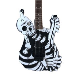 Skull Shape Electric Guitar Body Rose Wood Fingerboard 22 Fret Made in China Gratis leverans