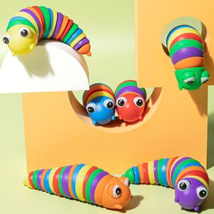 Slinky Sensory Slug Fidget Toy Articulated Desk Stim Toys Sensory Caterpillar Gag Gifts for Autism Kids