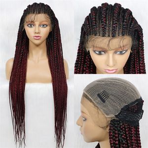 Synthetic Lace Frontal Wig Front Knotless Box Braided Wigs With Baby Hair 36 Inch Lace For Black Women In High Quality