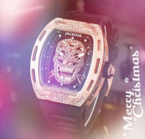 Luxury Man Skull Skull Hollow Diamonds Watch Lady Dress Dress Popular Casual Fashion Rubber Band Silicone