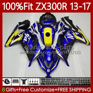 OEM-kropp för Kawasaki Ninja EX ZX 3R 300R ZX-3R ZX-300R 13-17 125NO.11 EX300R ZX300R ZX300 ZX3R 13 14 15 16 17 EX-300 2013 2014 2015 2016 2017 Injektionsfajning Gul Blå