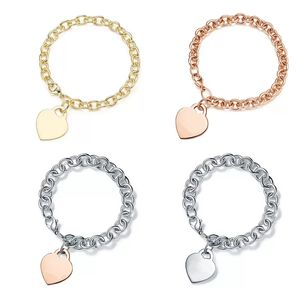 Love Chain heart-shaped bracelet female thickened silver bottom plating fashion Valentines day gift trend jewelry multi-color optional
