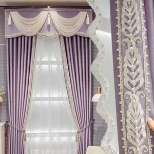 Perde Drapes High-End Işık Lüks Modern Minimalist Fransız Romantik Sıcak Yatak Odası Mor Karartma Oturma Odası Perdeler ve Screenscurtai