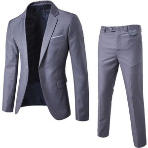 2pcs seti artı boyutu erkekler uygun renkli uzun kollu yaka ince düğme iş takım elbise sonbahar düğün blazer setleri 220719