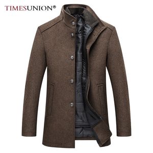 Cappotti invernali in lana da uomo Jacke Sopraccioli spessi Topcoat Mens Single Breeded Cappotti e Giacche con gilet regolabile 4 colori M-3XL 201128