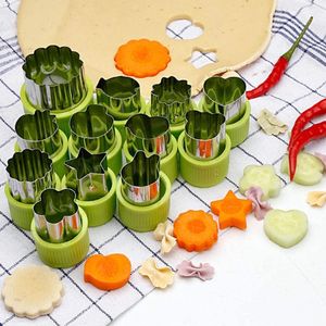 12PCS Vegetable Fruit Cutters Stainless Steel Biscuit Cutters Shapes Sets Mold Pattern for Kid Baking Cooking Kitchen Tool on Sale