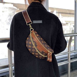 Autumn Contrast Old Flower waist Bag Fashion Chain Handbag Fashion Broadband Letter One Shoulder Women's purse 220628