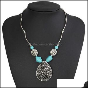 Pendant Necklaces Pendants Jewelry Womens Circar Tassel Tibetan Sier Turquoise Fashion Gift National Style Women Diy Necklace Drop Deliver