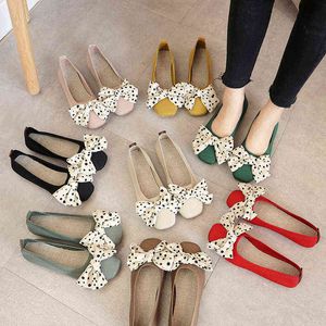 Dress Shoes High Heels 2022 New Casual Grandma Knitted Sandals Lazy Bow Loafers Women Flat Shoes 220525