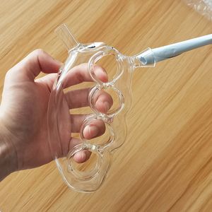5.43 inch Thick Pyrex Transparent Glass Finger Pipe Smoking Tube Recycle Water Bubbler Nail Tips Tobacco Hand Pipes Smoking Accessories for Smokers Tools Cool Gifts