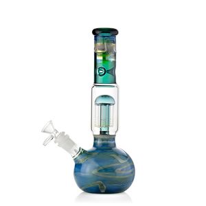 10.9-Inch Lake Blue Circle Base Straight Tube Hookah Bong - Tree to Difused Downstem Percolator, 14mm Female Joint