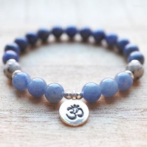 Catena a maglie MG1326 Bracciale avventurina blu Brasile naturale Sodalite Sesamo Diaspro Mala Energia Guarigione emotiva Gioielli Inte22